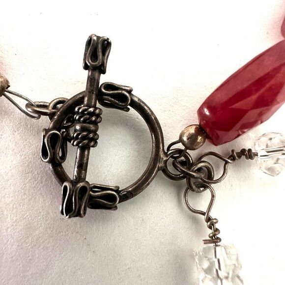 red aventurine and silver beaded bracelet - Picture 6 of 11